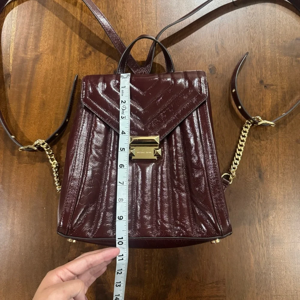 New! Michael Kors Whitney Leather Quilted Backpack in Oxblood Fall‎